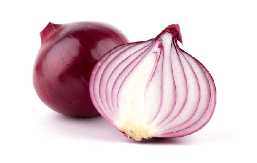 Red onion sliced in half